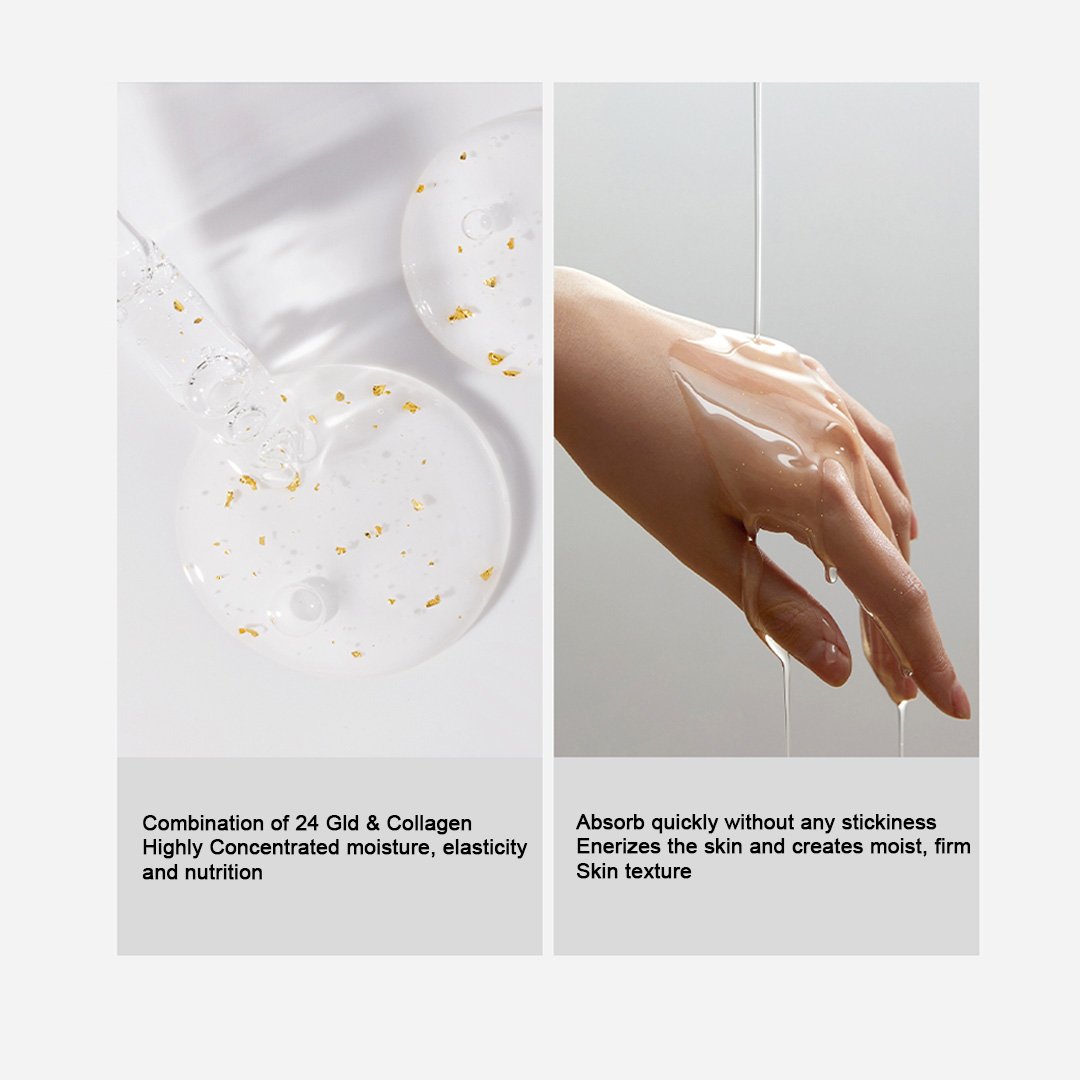 3w Clinic Collagen & Luxury 24K Gold Anti Wrinkle Ampoule 100ml - Image 3